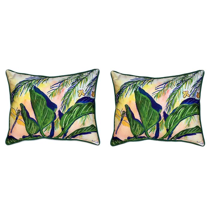 Pair Of Betsy Drake Elephant Ears Large Indoor Outdoor Pillows 16x20