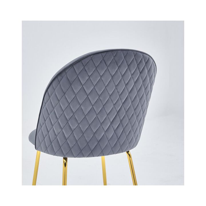 Dark gray velvet fabric side chairs - Set of 2