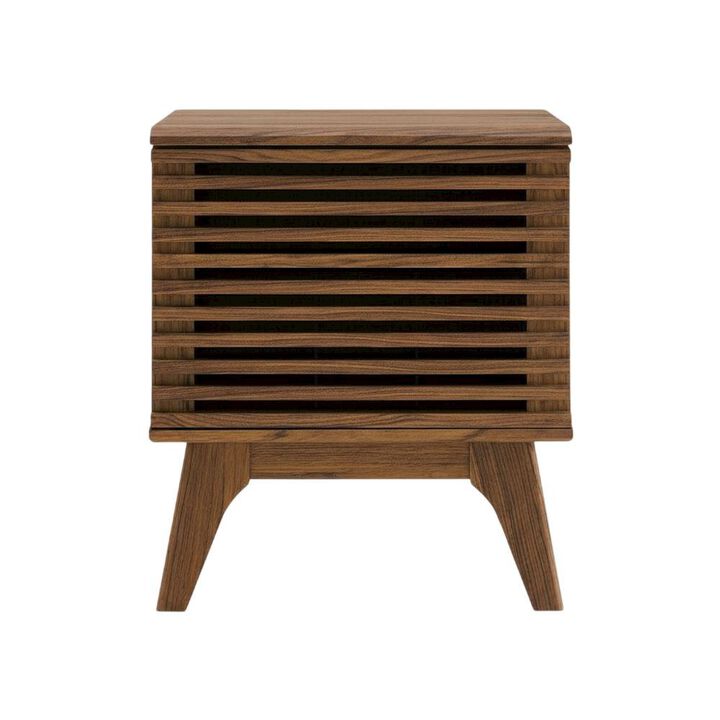 Wood Vinyl Record Display Stand in Brown, Compact Design, Durable Construction