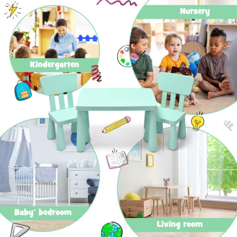 3 Pieces Toddler Multi Activity Play Dining Study Kids Table and Chair Set