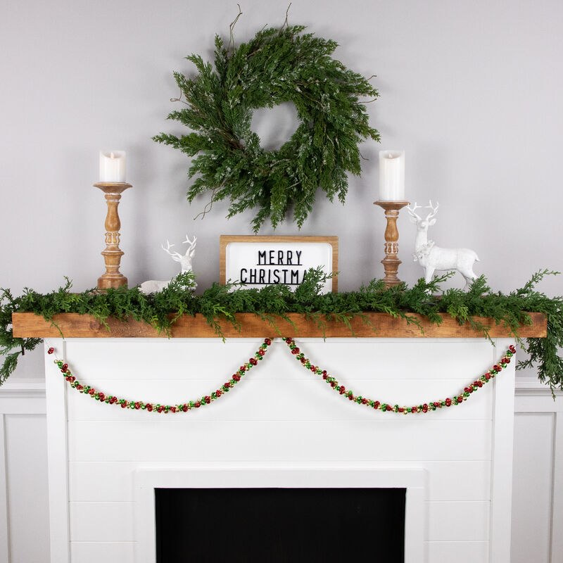 5' Green  Gold and Red Jingle Bell Christmas Garland  Unlit image number 2