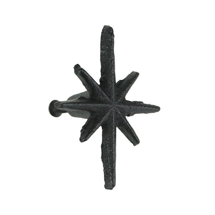 Set of 6 Antique Black Finish Mid-Century Modern D&eacute;cor Starburst Cast Iron Drawer Pulls Cabinet Knobs - 2.75 Inches High - Easy Install - Timeless Elegance