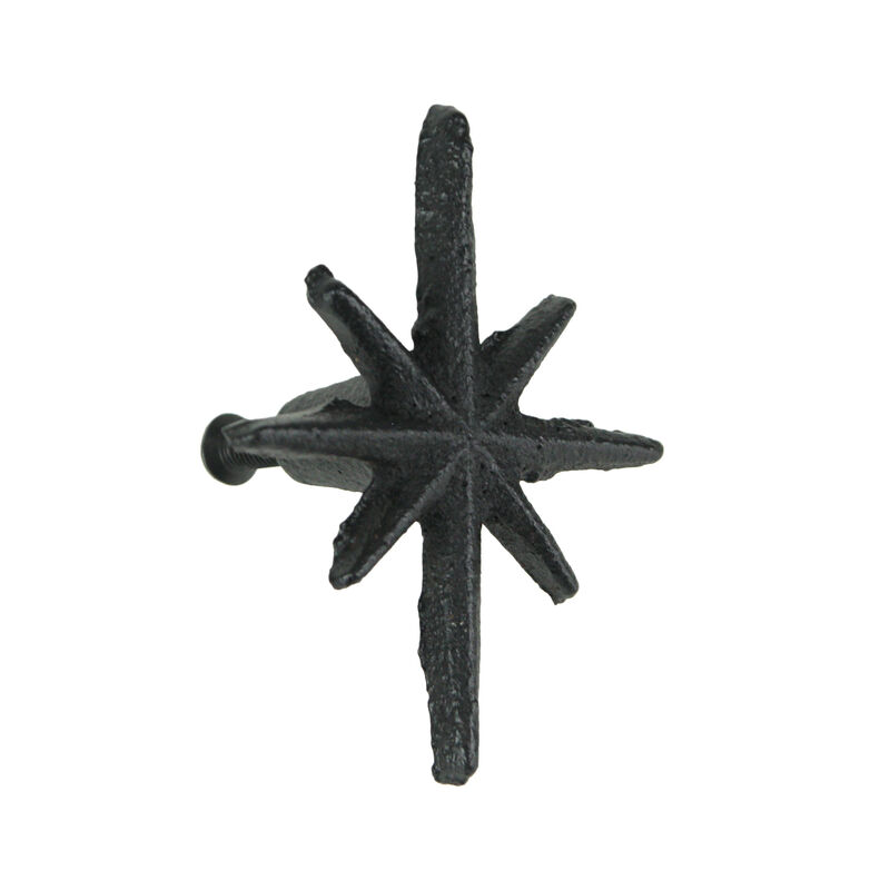 Set of 6 Antique Black Finish Mid-Century Modern D&eacute;cor Starburst Cast Iron Drawer Pulls Cabinet Knobs - 2.75 Inches High - Easy Install - Timeless Elegance image number 0
