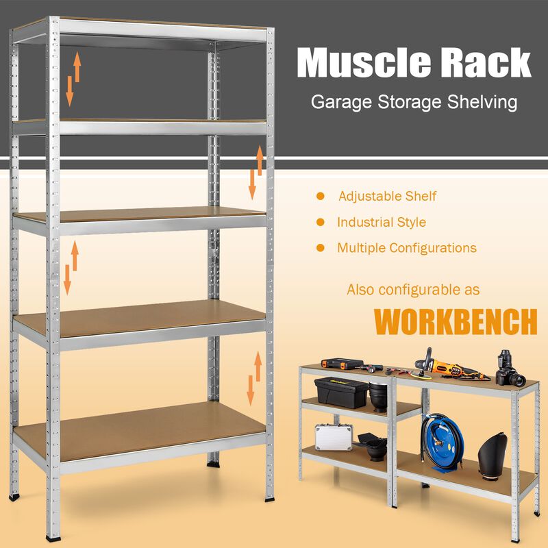 Heavy Duty 5-Tier Steel Storage Shelving Unit &ndash; Adjustable Garage & Warehouse Rack