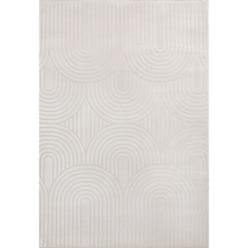 Ariana MidCentury Art Deco Striped Arches Two-Tone High-Low Area Rug