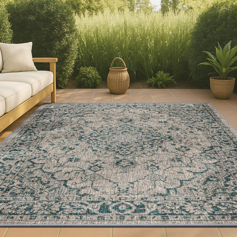 Rozetta Boho Medallion Textured Weave Indoor/Outdoor Area Rug