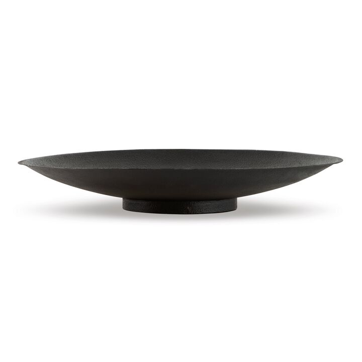 20 Inch Modern Display Bowl, Antiqued Metal Design, Warm Dark Brown Finish - Benzara