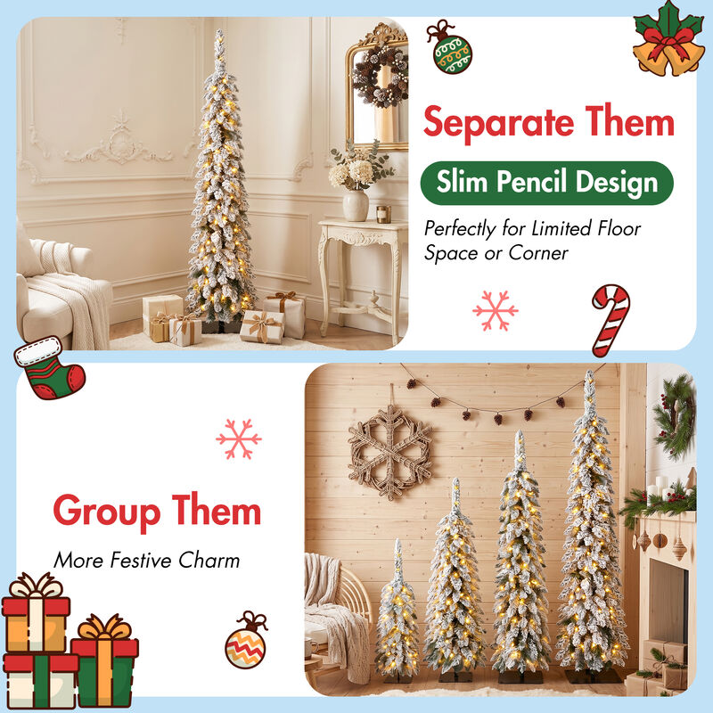 Menmir 4 Pack Pre-Flocked Christmas Trees image number 4