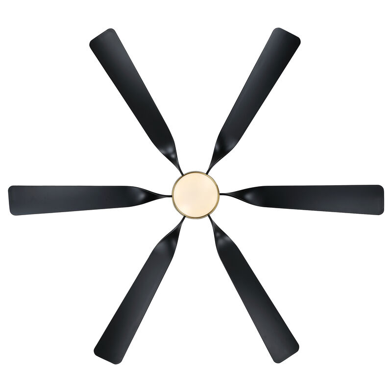 60" Brushed Gold Modern Reversible DC Dimmable Aero 6 Blade Large Ceiling Fan with LED Light and Remote image number 6