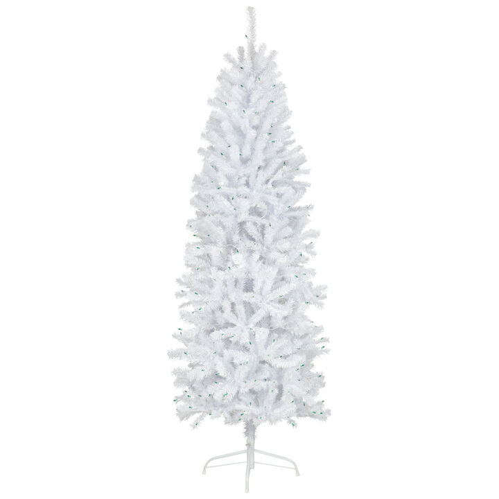 6.5’ Pre-Lit Slim Geneva White Spruce Artificial Christmas Tree  Green Lights