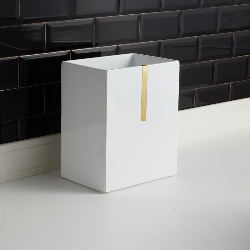 Houston Street White/Brass Wastebasket image number 2