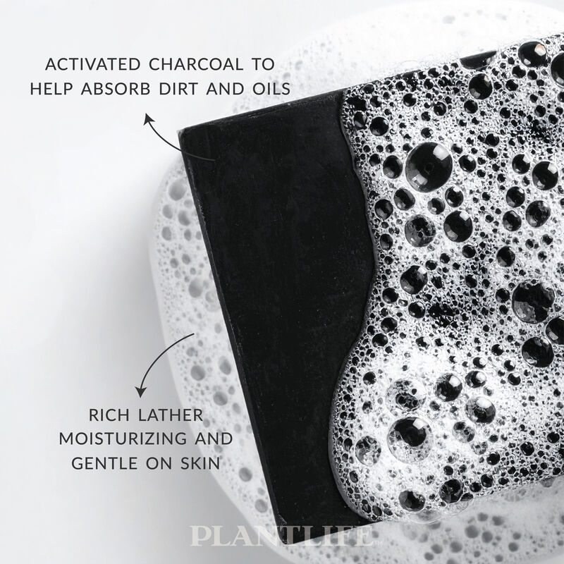 Plantlife Bar Soap - Black with Activated Charcoal 3 Pack image number 3