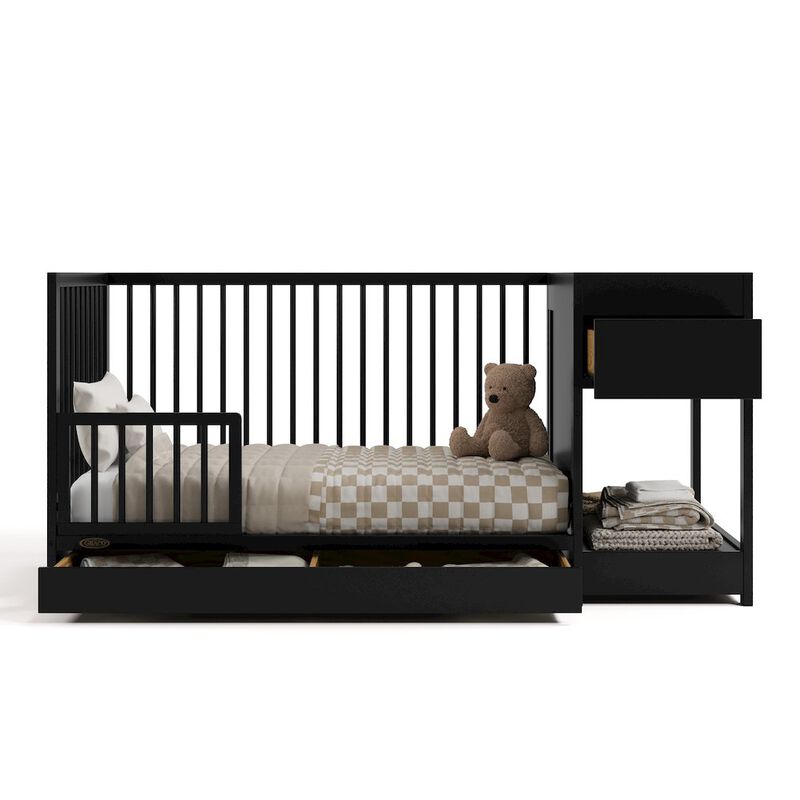 Teddi Convertible Crib & Changer-Black image number 2