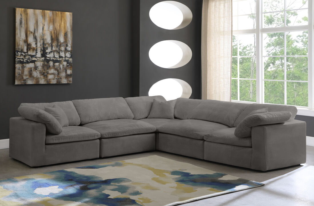 Meridian Furniture Cozy Grey Velvet Comfort Modular Sectional
