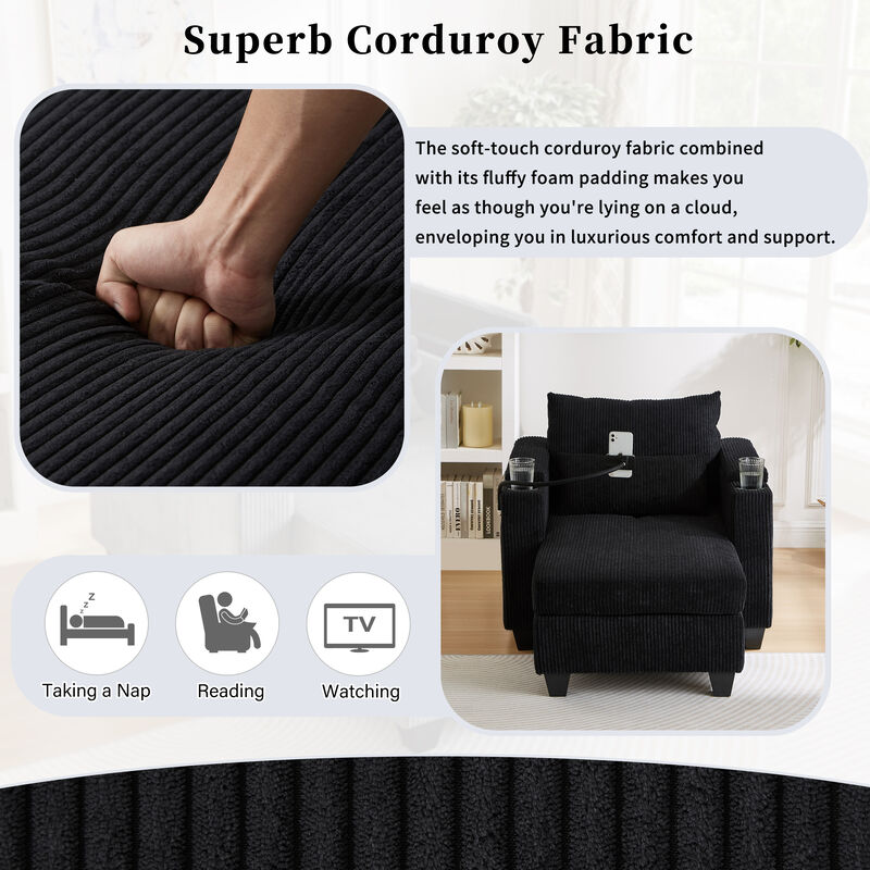 Merax Sofa Bed Corduroy Sleeper Sofa with USB Ports