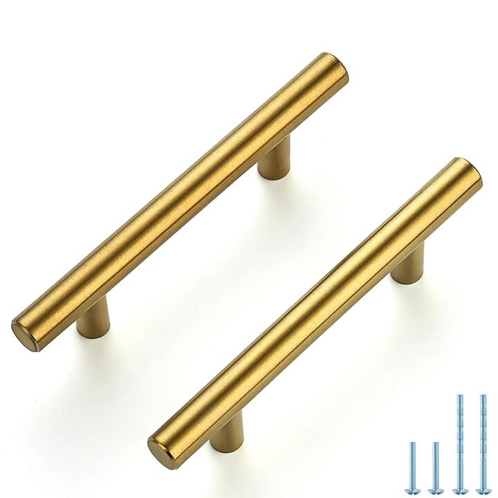 Rovanboao 34 Pack | 5 Inch Cabinet Pulls Brushed Gold Stainless Steel Kitchen Drawer Handles Cupboard Vanity Dresser Hardware 5