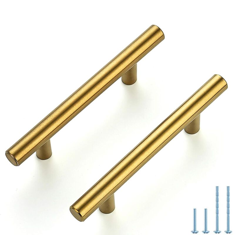 Rovanboao 34 Pack | 5 Inch Cabinet Pulls Brushed Gold Stainless Steel Kitchen Drawer Handles Cupboard Vanity Dresser Hardware 5