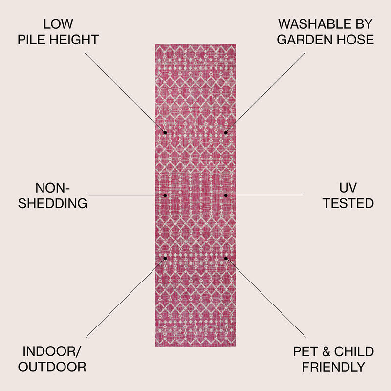 Ourika Moroccan Geometric Textured Weave Indoor/Outdoor Area Rug