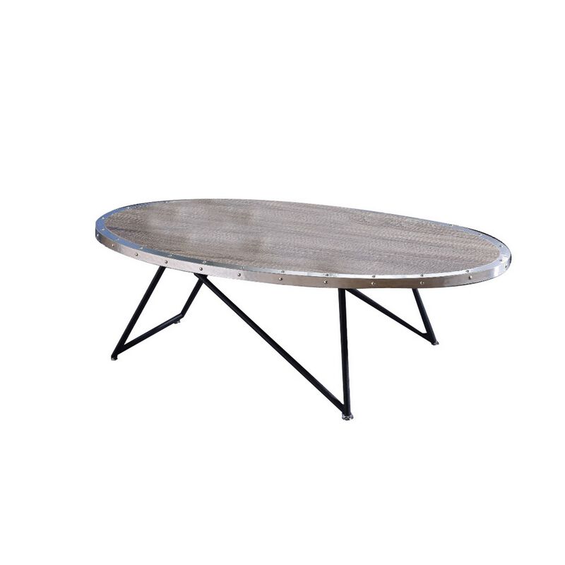 Vintage Coffee Table, Weathered Gray Oak-Benzara