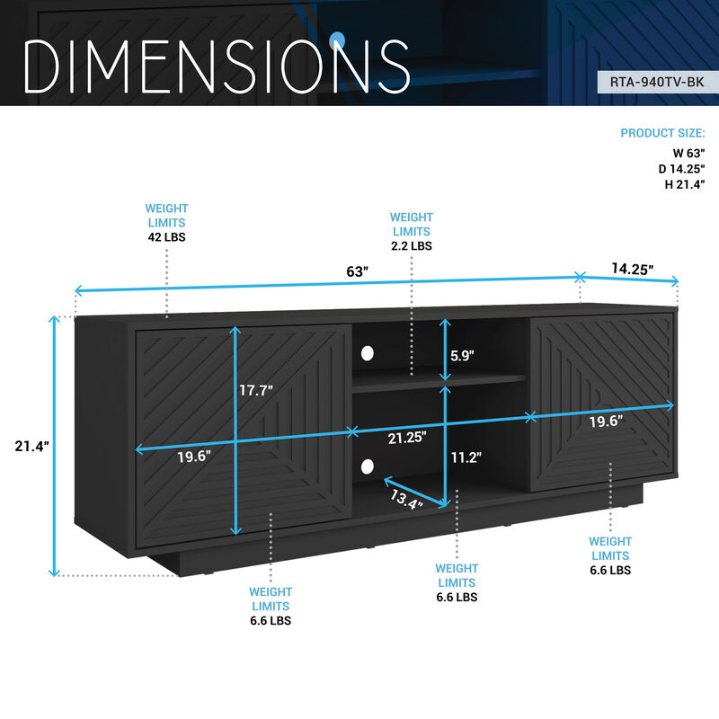 Streamdale Modern TV Stand For TVs Up To 70", Black