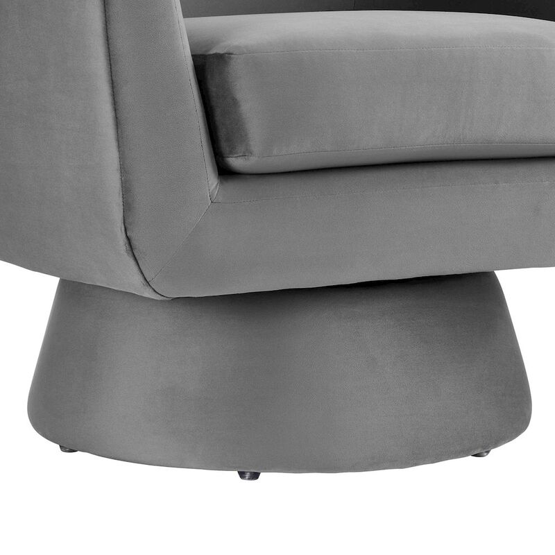 Astral Performance Velvet Fabric and Wood Swivel Chair image number 6