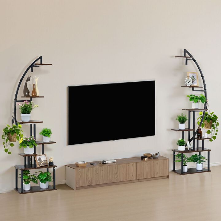 2 Pack Tall Plant Stand with LED Grow Lights, Multi Tier Indoor Plant Shelf