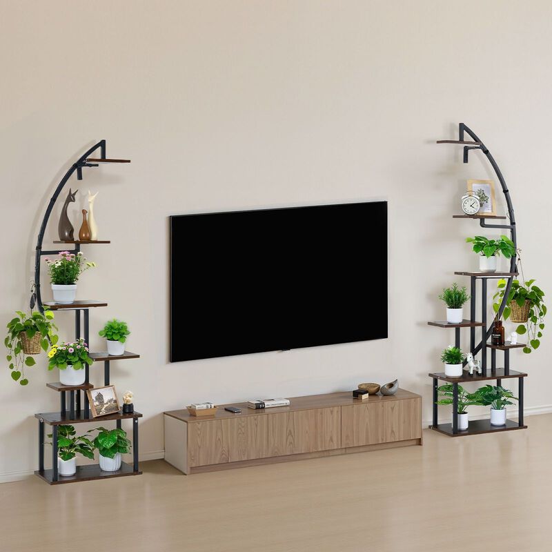 2 Pack Tall Plant Stand with LED Grow Lights, Multi Tier Indoor Plant Shelf image number 1