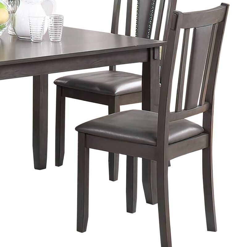 Modern 5 Piece Dining Set with Table, 4 Chairs, Cushioned, Gray and Brown-Benzara