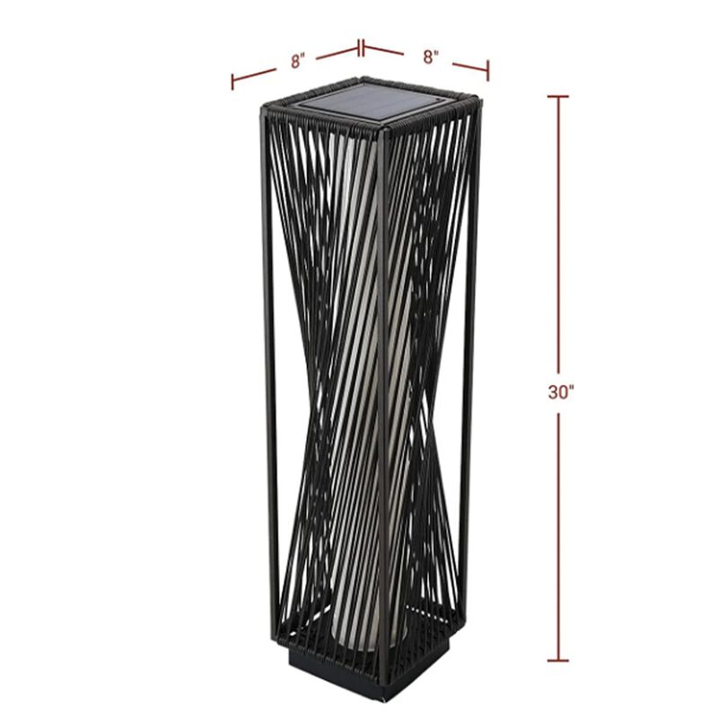 Mondawe Slanted Rattan Floor Lamp,Solar-Powered LED With Handwoven Willow Outdoor Lighting Lamp