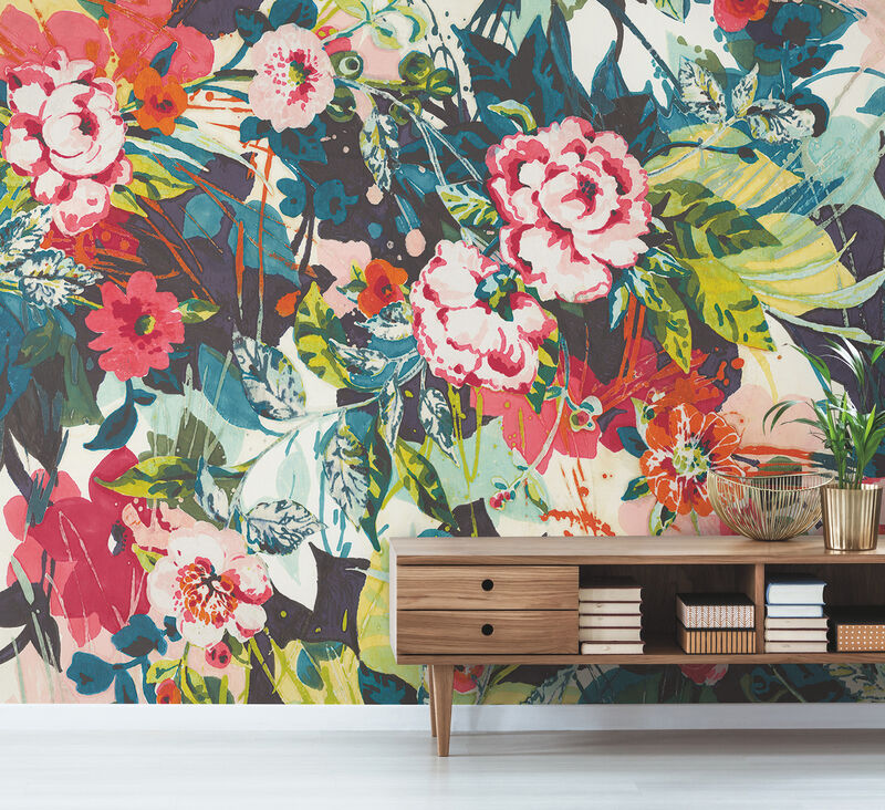 Pop Floral Bright Wall Mural (Set of 2) image number 1