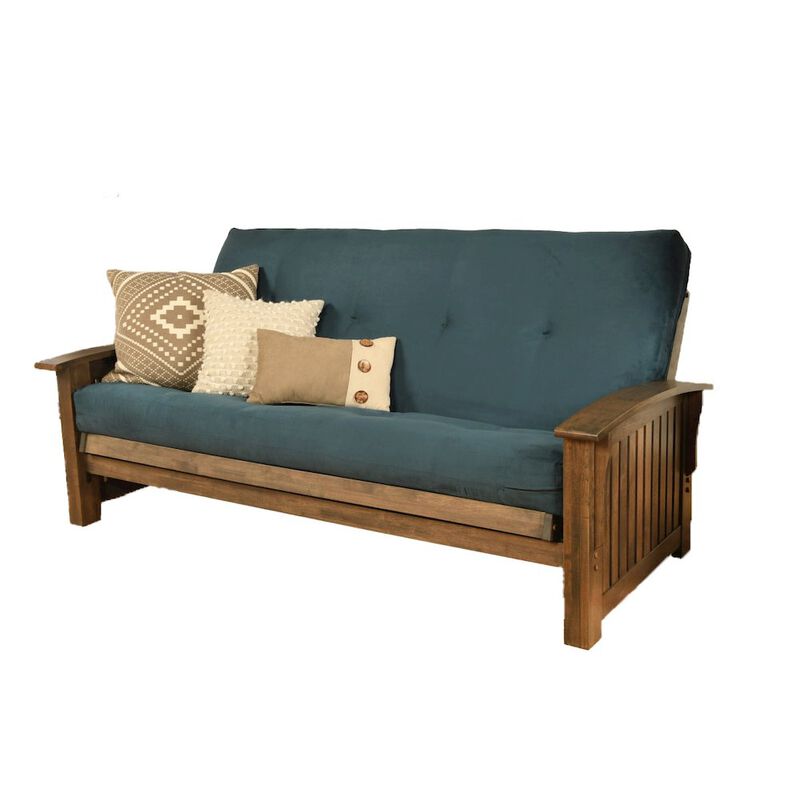 Washington Frame-Rustic Walnut Finish-Suede Navy Mattress