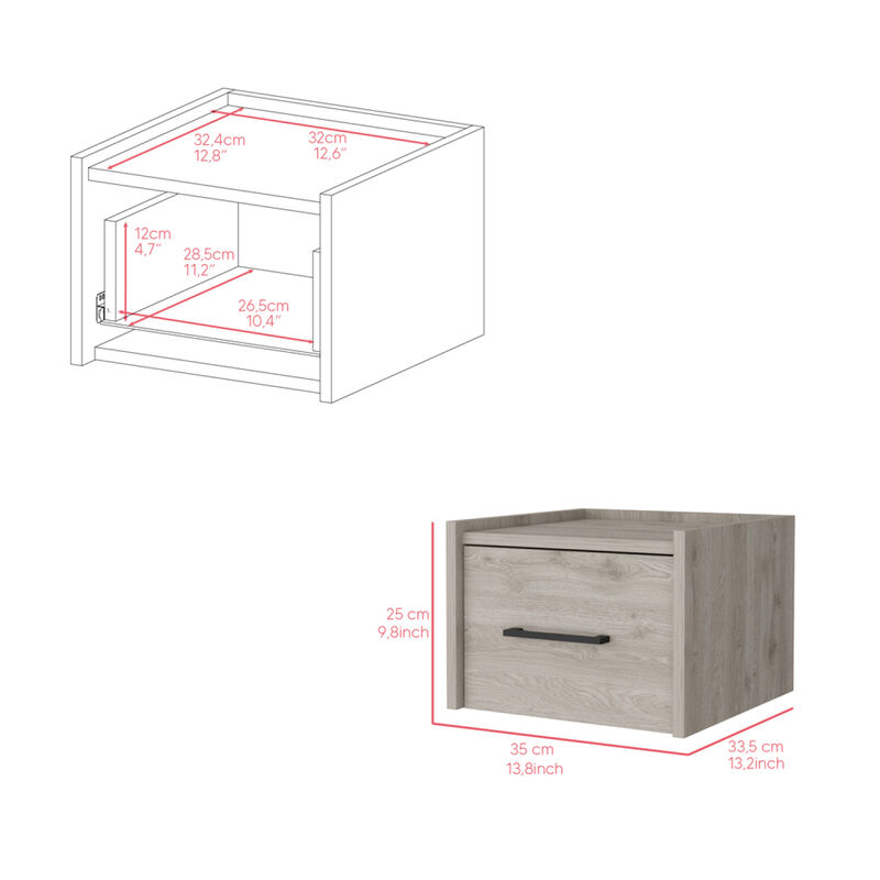 Streamdale Floating Nightstand Calion, Bedroom, Light Gray image number 6