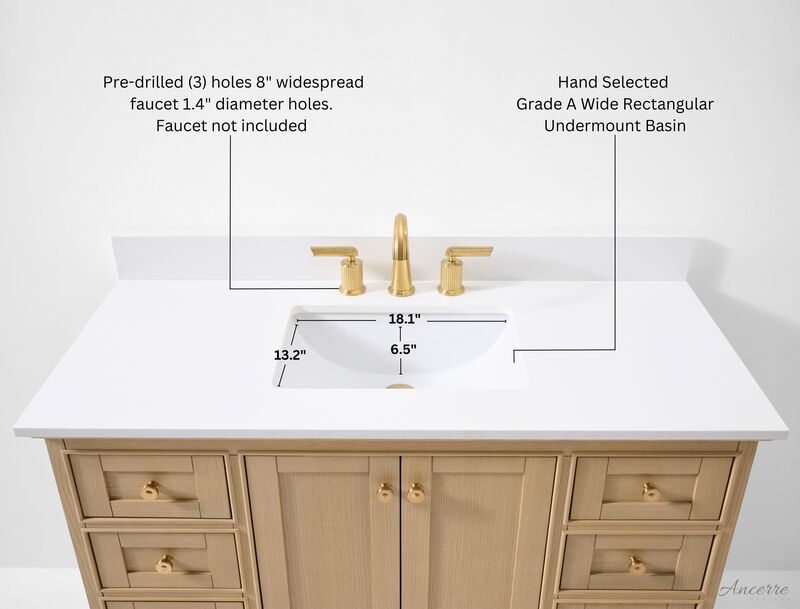 Audrey 48 in. Bath Vanity Set in Oak finish with white quartz Vanity Top and White Undermount Basin