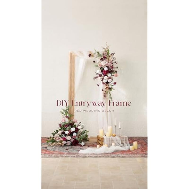 9 Piece Burgundy Artificial Dahlia Flower Stems Wedding Centerpiece Decor image number 3
