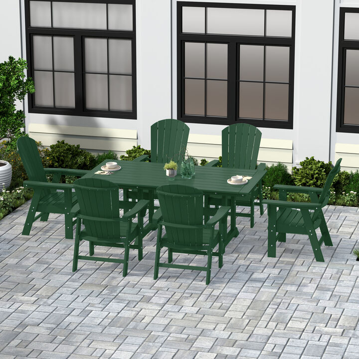 WestinTrends 7 Piece Outdoor Patio Dining Table and Adirondack Armchair Set