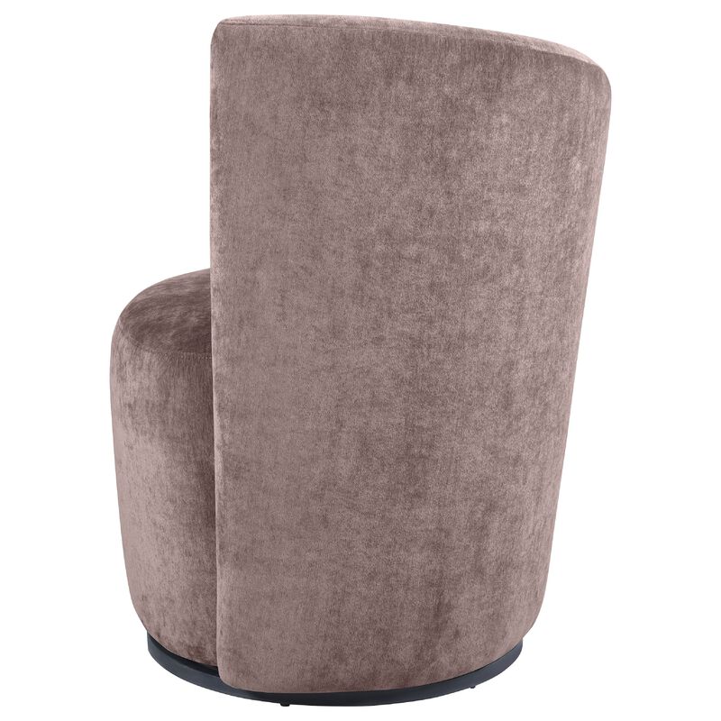 Gecy Swivel Accent Chair, Mauve Pink Velvet Upholstery, Curved Back image number 5
