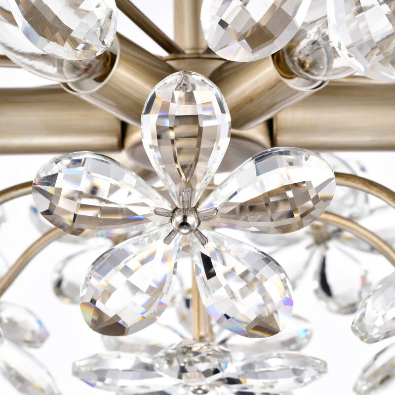 Amira Brushed Silver-ish Champagne 6-Light 17.7" Glass Flower Crystal Flush Mount image number 6