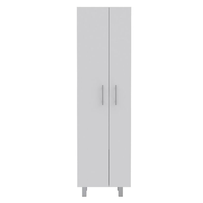 Bacoa Cleaning Cabinet with Five Shelves and Broom Hangers, White