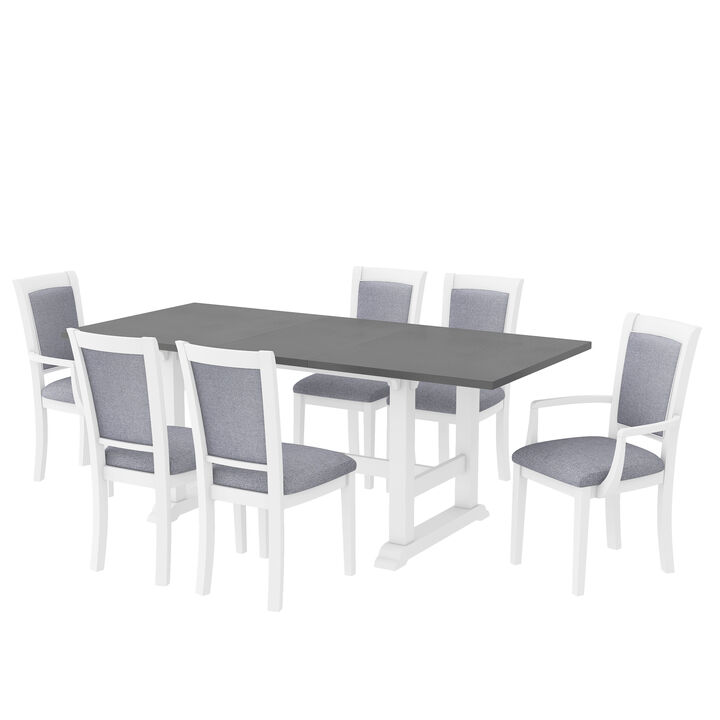 Merax 7-Piece Updated Extendable Trestle Dining Table Set