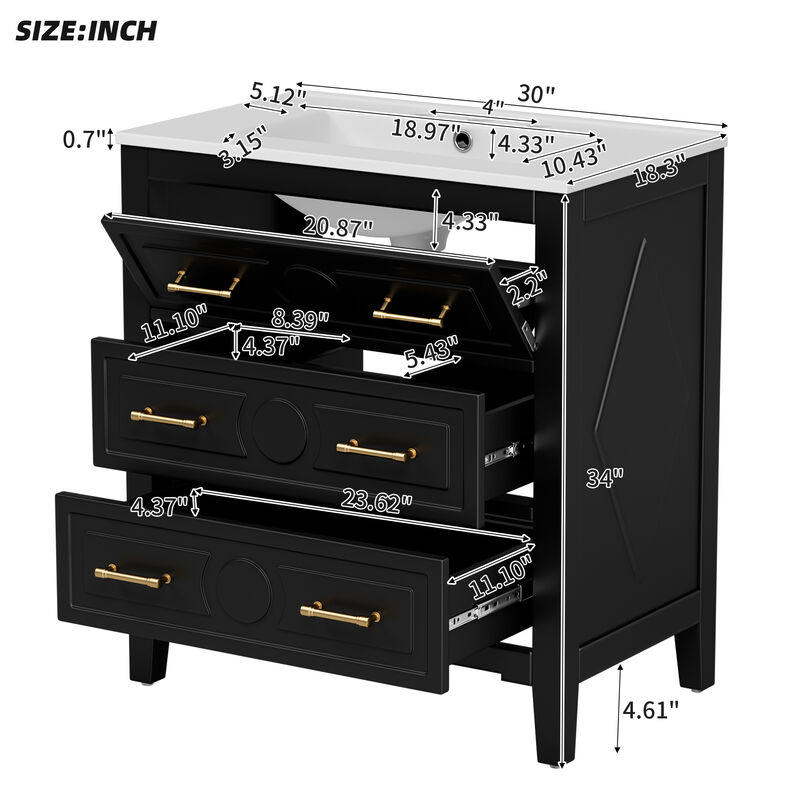 30''  Free Standing Single Vanity Set