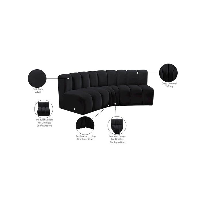 Meridian Furniture Arc Black Velvet Modular Sofa