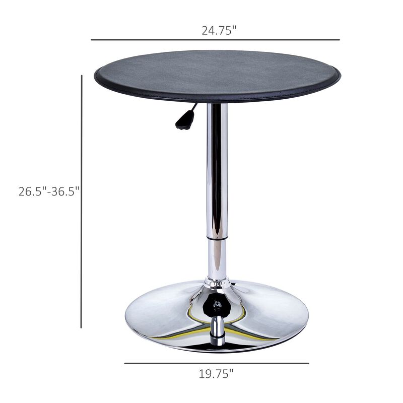 Sleek Home Bar Addition: 25" Round Adjustable Chrome/Black Bistro Table