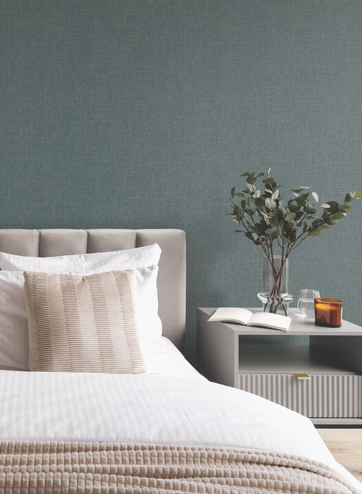 Highland Tweed Dark Blue Faux Fabric Wallpaper