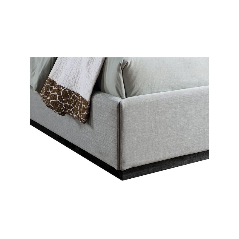 Meridian Furniture Flynn Grey Linen Textured Fabric Twin Bed