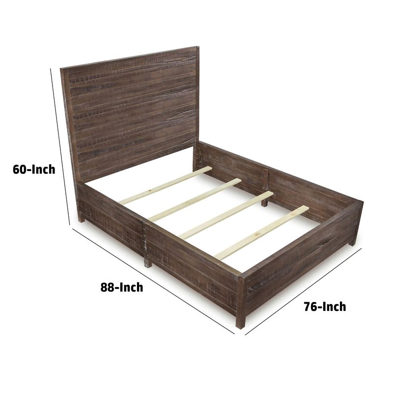 Cas Sengon Tekik Low Profile Panel California King Bed, Rough Hewn, Brown