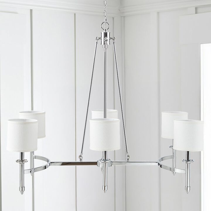 Martha Stewart Elegenza 6-light Chandelier with Fabric Drum Shades in Chrome Color