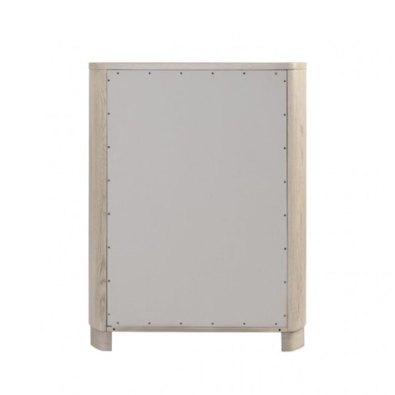 Celly Tall Dresser Chest, 5 Drawers, Round Edges, White Oak Wood