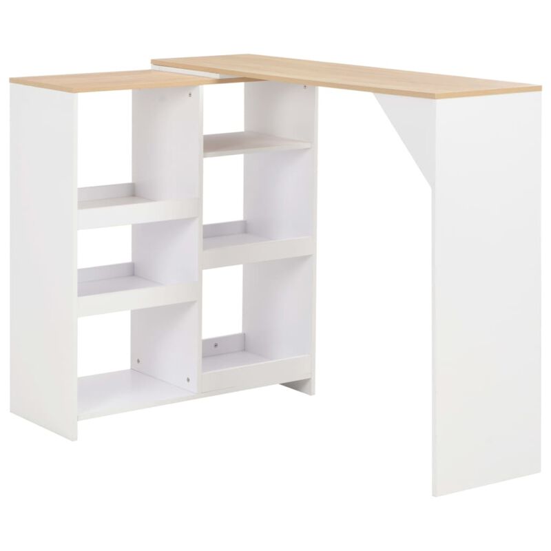 vidaXL Bar Table with Moveable Shelf White 54.33"x15.75"x47.24"