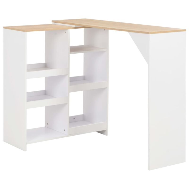 vidaXL Bar Table with Moveable Shelf White 54.33"x15.75"x47.24" image number 0