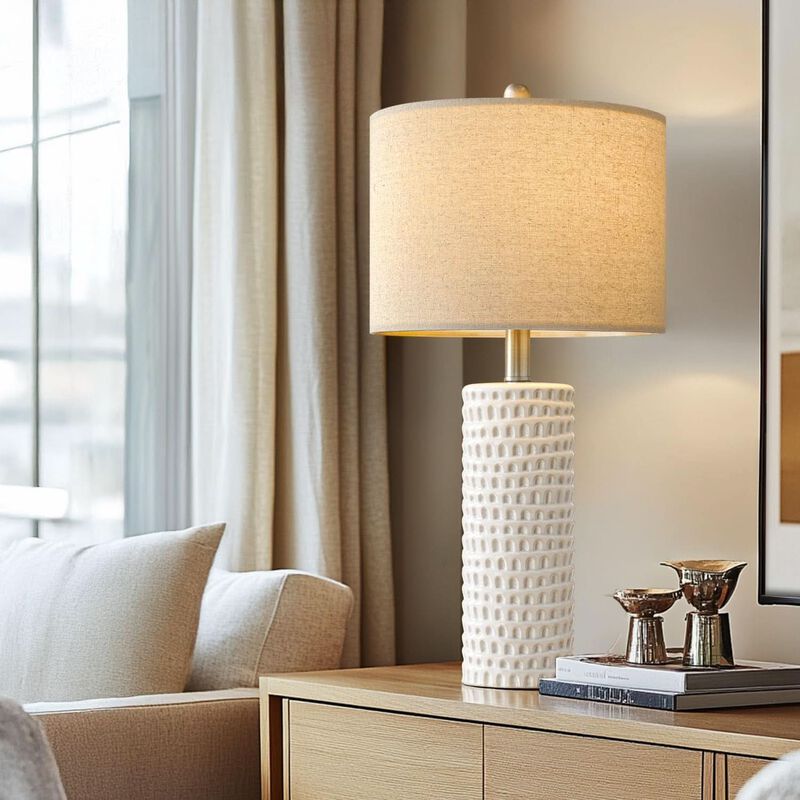 ShipItFurniture 24-Inch White Ceramic Table Lamp Set - 2 Pack image number 8